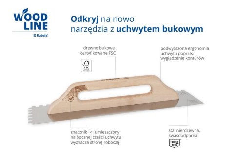 PACA NIERDZEWNA GŁADKA 130*480 ZĄB 6*6 WOOD LINE KUBALA