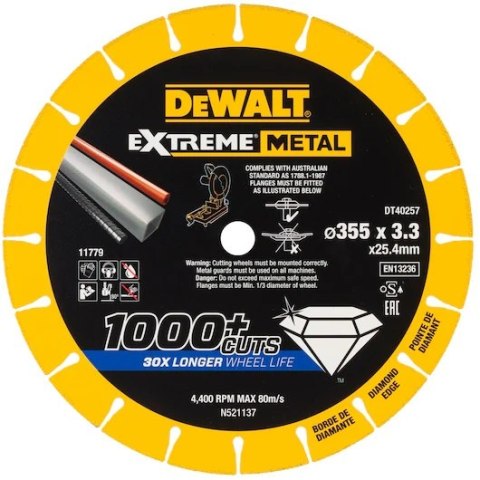TARCZA DIAMENTOWA EXTREME METAL 355*25,4*3,3MM DEWALT