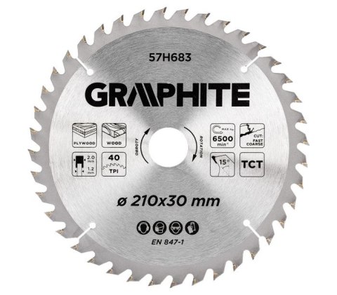 TARCZA DO PILARKI WIDIOWA 210*30MM, 40 ZĘBÓW GRAPHITE