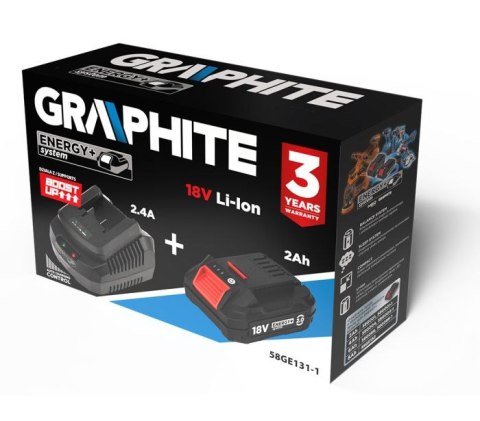 ZESTAW ENERGY+ AKUMULATOR 2AH Z ŁADOWARKĄ GRAPHITE