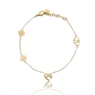 Bransoletka na rękę stal chirurgiczna pozłacana 14k złotem BST1318