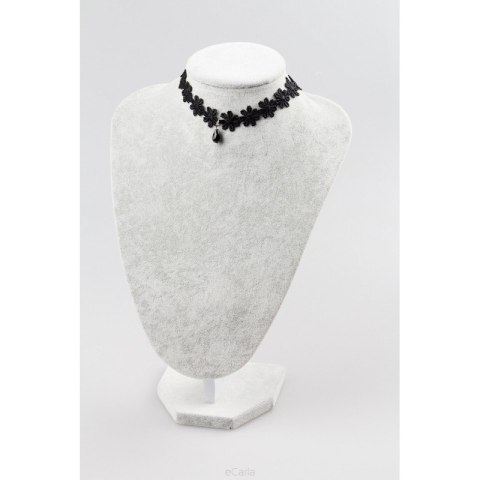 Naszyjnik czarny choker kwiatuszki z przywieszką N283