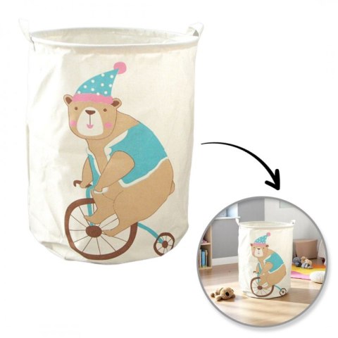Pojemnik na zabawki kosz, worek na pranie MIŚ NA ROWERZE 35x45 cm OR2WZ122