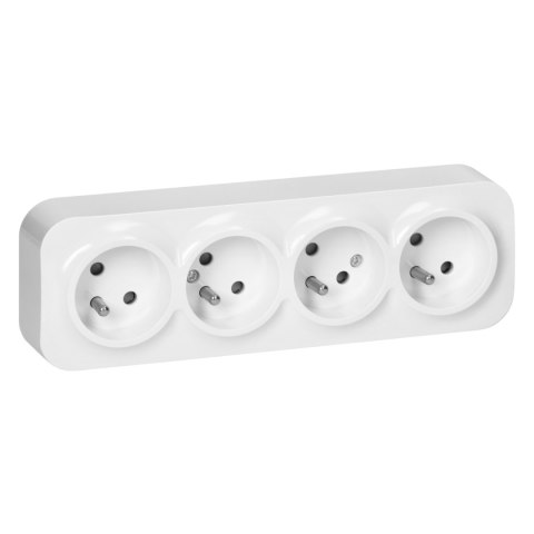 GNIAZDO POCZWÓRNE N/T TODO 2P+Z SCHUKO IP20, BIAŁY ORNO