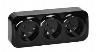 GNIAZDO POTRÓJNE N/T TODO 2P+Z IP20, CZARNY ORNO