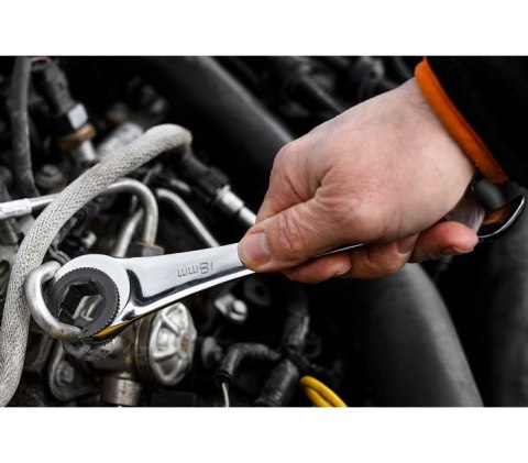 KLUCZ PŁASKO-OCZKOWY, ROZCIĘTY, Z GRZECHOTKĄ, 18MM NEO