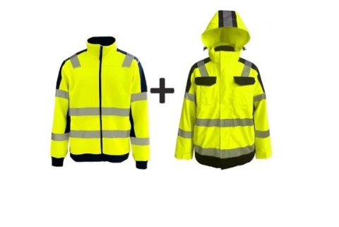 KURTKA PRZECIWDESZCZOWA Z PODPINKĄ, ŻÓŁTA, ROZ. XXXL VIZWELL