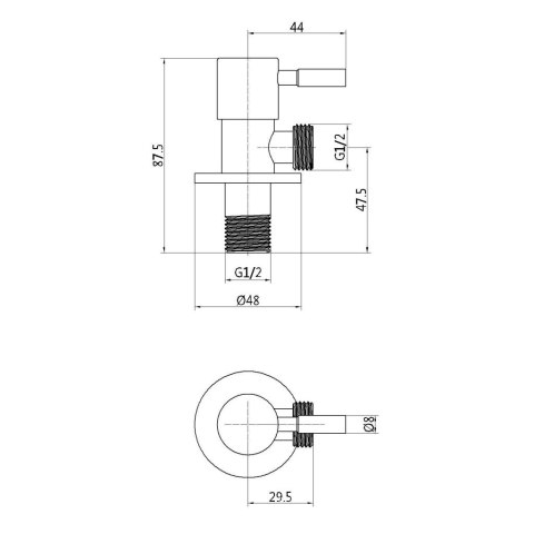 ZAWÓR KĄTOWY ZE STALI NIERDZ. Z GŁOWICĄ CERAMICNĄ 1/2*1/2'' UN