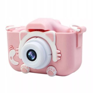 Aparat kamera kotek silikonowa obudowa wyświetlacz gry różowy smycz X2R Luxma