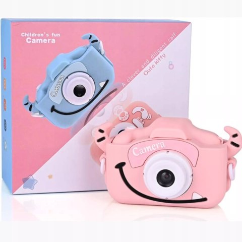 Aparat kamera kotek silikonowa obudowa wyświetlacz gry różowy smycz X2R Luxma