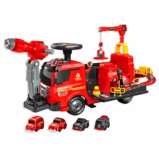 Jeździk 2w1 straż pożarna autka parking dźwig dźwięk pistolet na wodę ZH921 Luxma