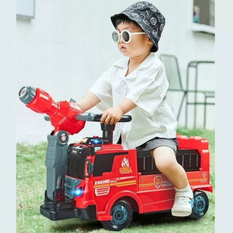 Jeździk 2w1 straż pożarna autka parking dźwig dźwięk pistolet na wodę ZH921 Luxma