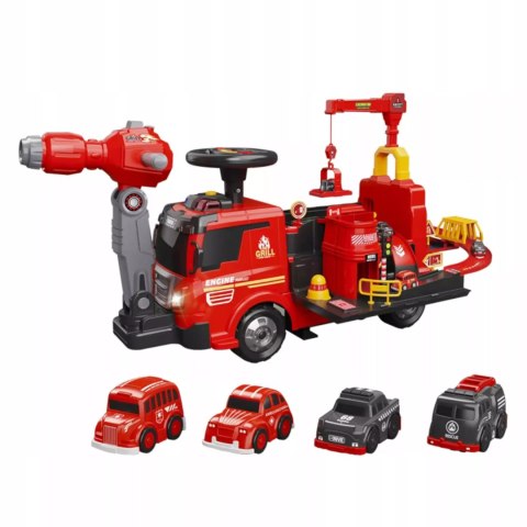 Jeździk 2w1 straż pożarna autka parking dźwig dźwięk pistolet na wodę ZH921 Luxma