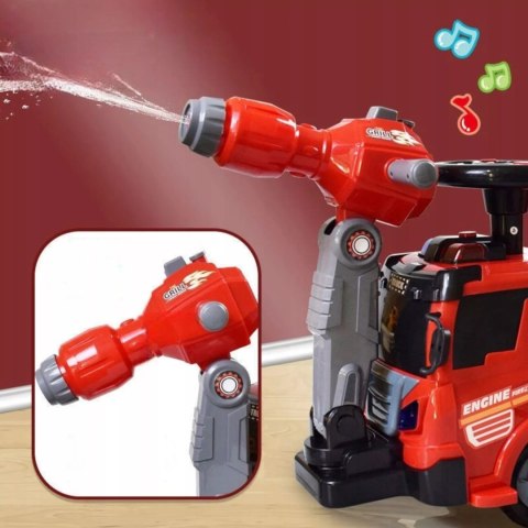 Jeździk 2w1 straż pożarna autka parking dźwig dźwięk pistolet na wodę ZH921 Luxma