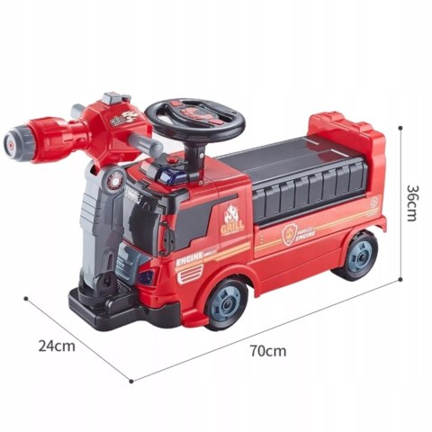 Jeździk 2w1 straż pożarna autka parking dźwig dźwięk pistolet na wodę ZH921 Luxma