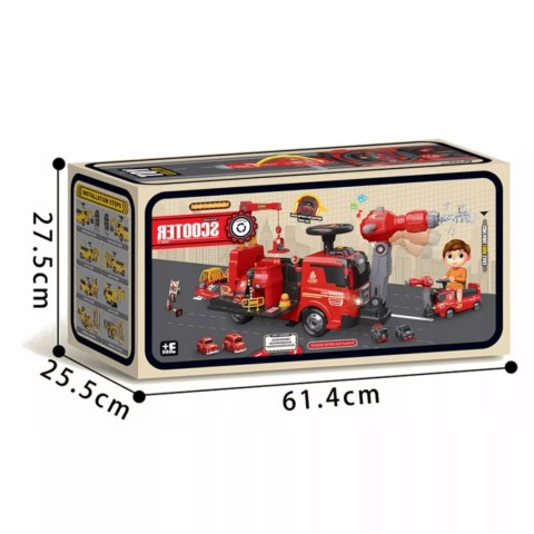 Jeździk 2w1 straż pożarna autka parking dźwig dźwięk pistolet na wodę ZH921 Luxma