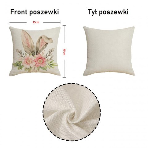 Lniana poszewka na poduszkę 45 x 45 cm motyw wiosenny Króliczek POD223
