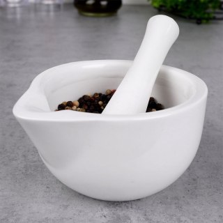 Moździerz z Tłuczkiem do Przypraw Porcelanowy Biały Houseware