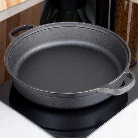 Patelnia Żeliwna Głęboka Gaz Indukcja Grill Solidna Trwała ORION 30 cm