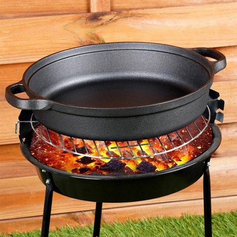 Patelnia Żeliwna Głęboka Gaz Indukcja Grill Solidna Trwała ORION 30 cm