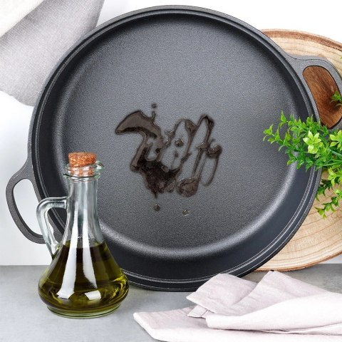 Patelnia Żeliwna Głęboka Gaz Indukcja Grill Solidna Trwała ORION 30 cm