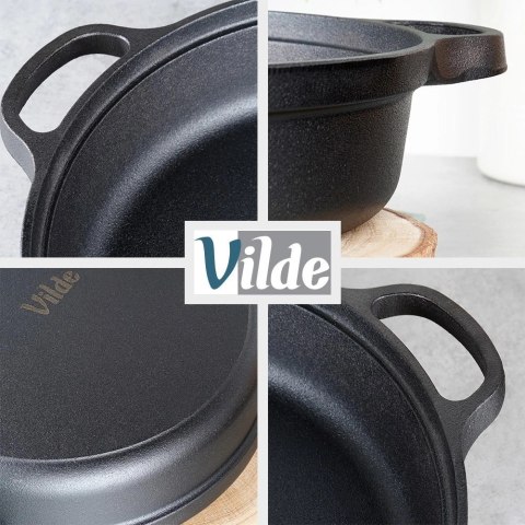 Patelnia Żeliwna Głęboka Gaz Indukcja Grill Solidna Trwała ORION 30 cm