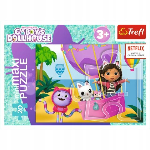 Puzzle 20 MiniMaxi Koci Domek Gabi w balonie 20 elementów 3+ Trefl 21157 Trefl