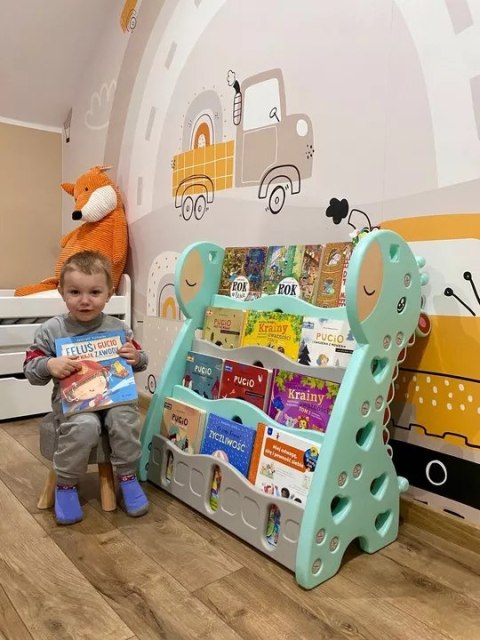 REGAŁ MONTESSORI NA KSIĄŻKI PÓŁKA SZAFKA POKÓJ DZIECIĘCY ŻYRAFKA ZIELONY Z33 Luxma