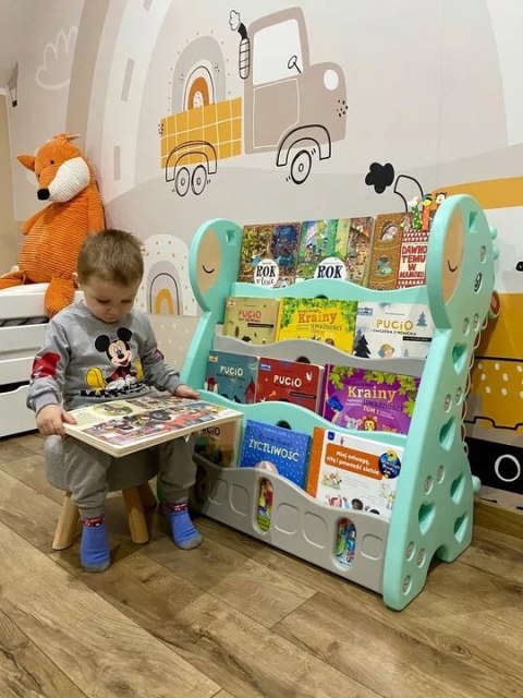 REGAŁ MONTESSORI NA KSIĄŻKI PÓŁKA SZAFKA POKÓJ DZIECIĘCY ŻYRAFKA ZIELONY Z33 Luxma