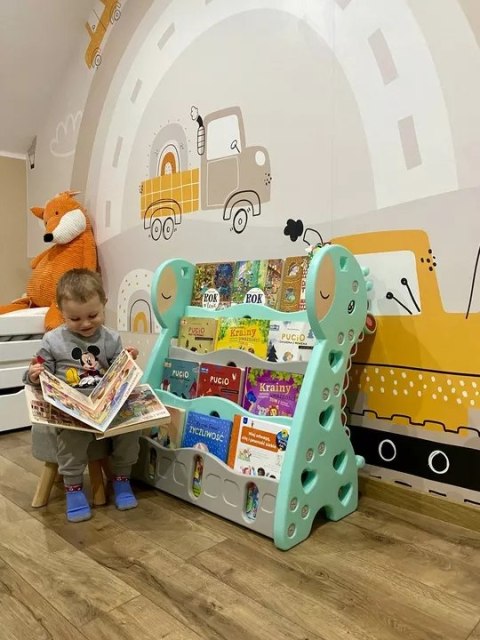 REGAŁ MONTESSORI NA KSIĄŻKI PÓŁKA SZAFKA POKÓJ DZIECIĘCY ŻYRAFKA ZIELONY Z33 Luxma
