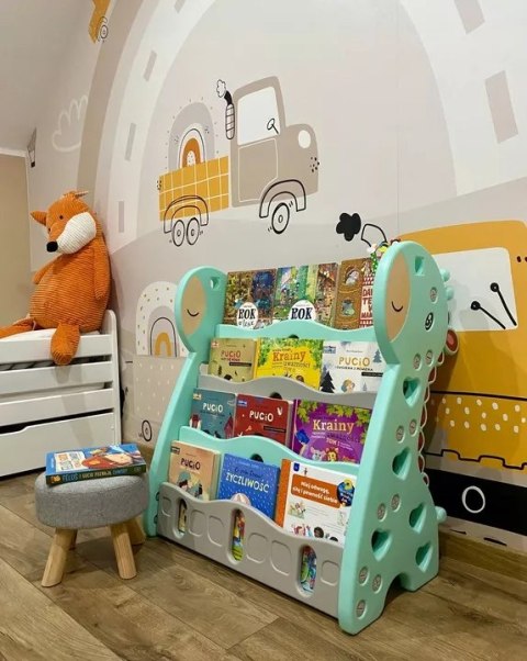 REGAŁ MONTESSORI NA KSIĄŻKI PÓŁKA SZAFKA POKÓJ DZIECIĘCY ŻYRAFKA ZIELONY Z33 Luxma