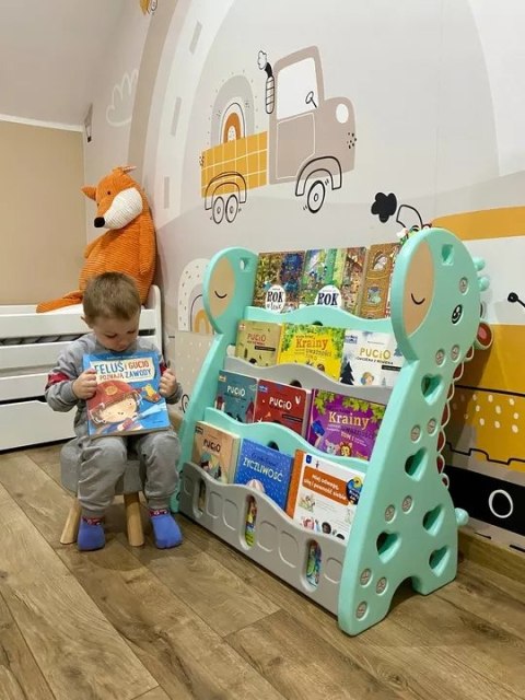 REGAŁ MONTESSORI NA KSIĄŻKI PÓŁKA SZAFKA POKÓJ DZIECIĘCY ŻYRAFKA ZIELONY Z33 Luxma