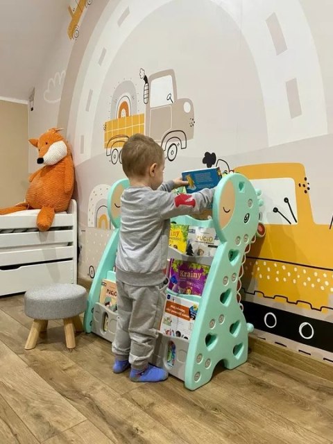 REGAŁ MONTESSORI NA KSIĄŻKI PÓŁKA SZAFKA POKÓJ DZIECIĘCY ŻYRAFKA ZIELONY Z33 Luxma