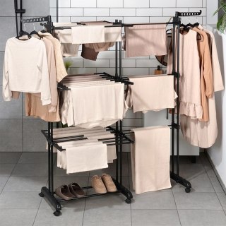 Suszarka na Pranie Pionowa Rozsuwana Regulowana Czarna ORION 130x64x172 cm