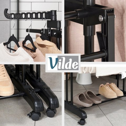 Suszarka na Pranie Pionowa Rozsuwana Regulowana Czarna ORION 130x64x172 cm