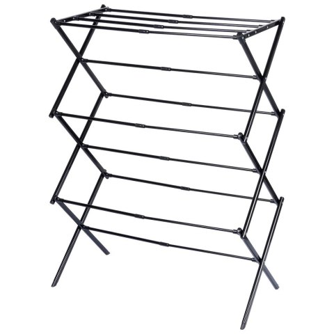 Suszarka na pranie metalowa czarna pionowa rozsuwana 44,5-75x37,5x105 cm