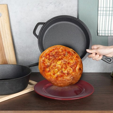 Zestaw Garnek z Patelnią Uchwytem Rączką Żeliwny Solidny Trwały VILDE 42 cm