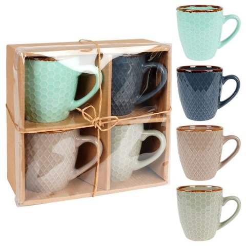 Zestaw Kubki do Kawy Herbaty Ceramiczne Dekoracyjne ORION 250 ml 4 szt.