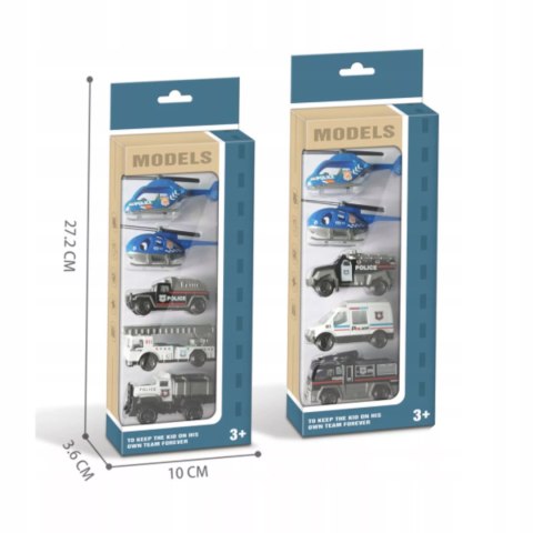 Zestaw pojazdów policyjnych 3 wozy i 2 helikoptery 6134 Luxma