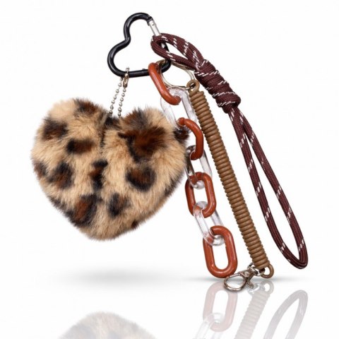 Brelok do kluczy puchate Pluszowe Serce Panterka BRL382