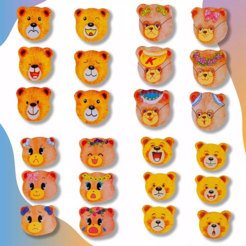 Drewniana układanka misie skrzynka klocki 74 el puzzle Luxma