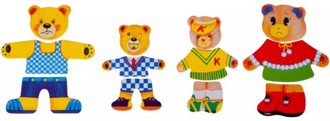 Drewniana układanka misie skrzynka klocki 74 el puzzle Luxma