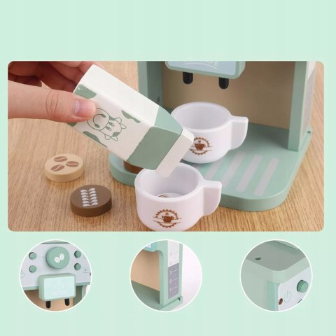 Drewniany ekspres do kawy dla dzieci z akcesoriami Luxma