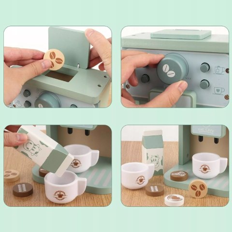 Drewniany ekspres do kawy dla dzieci z akcesoriami Luxma
