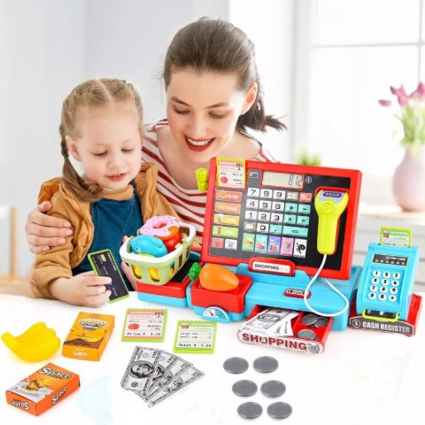 Elektroniczna kasa fiskalna sklepowa dla dzieci akcesoria zabawa w sklep Luxma