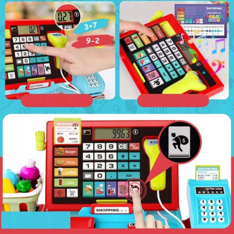 Elektroniczna kasa fiskalna sklepowa dla dzieci akcesoria zabawa w sklep Luxma