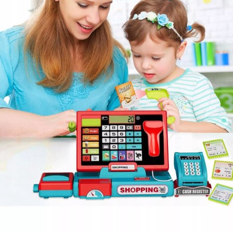 Elektroniczna kasa fiskalna sklepowa dla dzieci akcesoria zabawa w sklep Luxma
