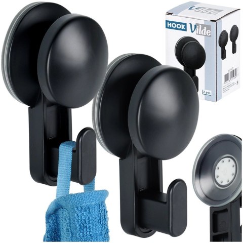 Haczyk Wieszak VILDE na Przyssawkę 2 szt. Czarny 5,5 cm Łazienka