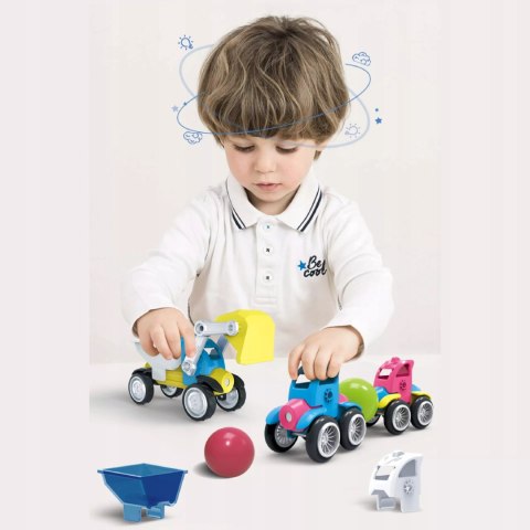 Klocki Magnetyczne Pojazdy Budowlane Drogowe Komplet Zestaw 6 pojazdów Luxma