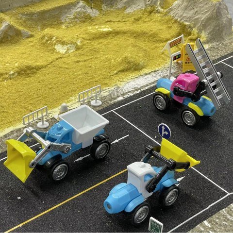Klocki Magnetyczne Pojazdy Budowlane Drogowe Komplet Zestaw 6 pojazdów Luxma